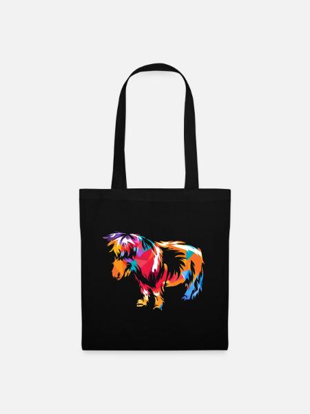 Munteres Shetlandpony Reitbegleiter - Stoffbeutel - Schwarz