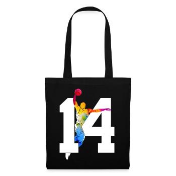 NUMMER 14 BASKETBALL 14. GEBURTSTAG - Stoffbeutel - Schwarz - Vorne