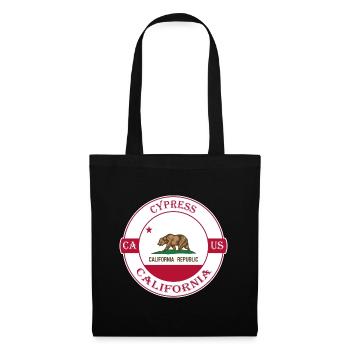 Zypresse Kalifornien Flagge USA Reise Souvenir Abzeichen - Stoffbeutel - Schwarz - Vorne