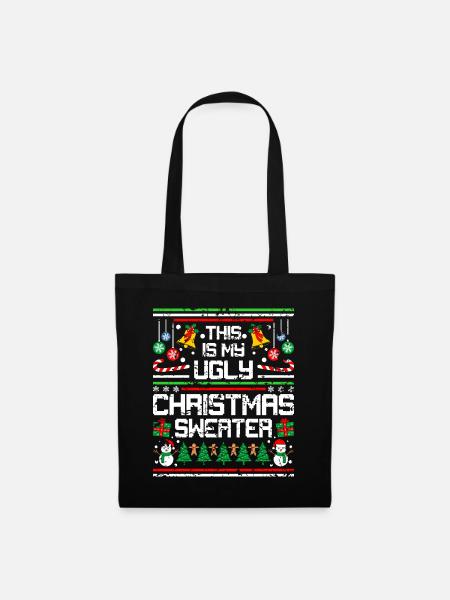 Ugly Christmas Sweater Vintage Grunge - Stoffbeutel - Schwarz