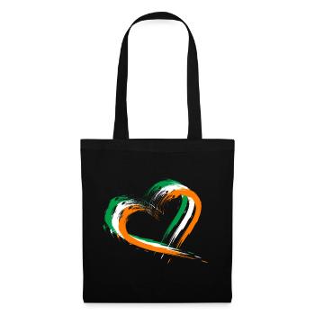 Herz Bürste Flagge Irland Fahne Farben Design - Stoffbeutel - Schwarz - Vorne