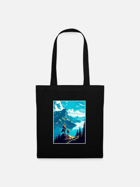 Rigi Schweiz Vintage Reiseposter Souvenir - Stoffbeutel - Schwarz