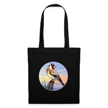 Stieglitz Bunte Aquarell-Karikatur Kawaii Haustier - Stoffbeutel - Schwarz - Vorne