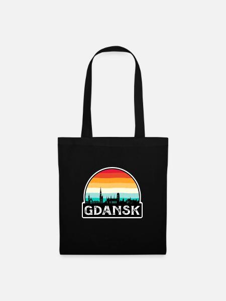 Danzig Polen Flagge Skyline Reisesouvenir - Stoffbeutel - Schwarz