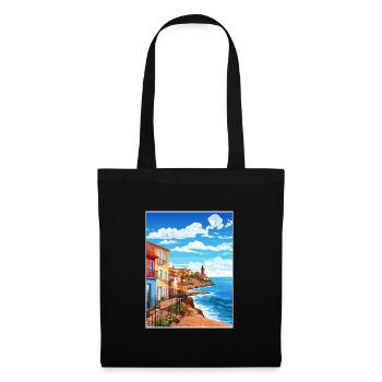 Asturien Spanien Vintage Reiseplakat WPA Souvenir - Stoffbeutel - Schwarz - Vorne