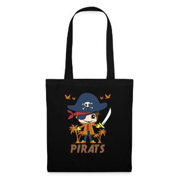 Piraten Kindergeschenk Babygeschenk Kinder Bube - Stoffbeutel - Schwarz - Vorne