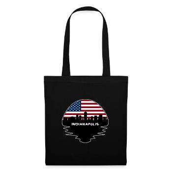 Indianapolis Indiana USA Flagge Skyline Silhouette T - Stoffbeutel - Schwarz - Vorne