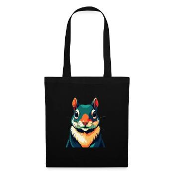 Eichhörnchen Zeichentrickfigur Buntes Haustier Tier - Stoffbeutel - Schwarz - Vorne