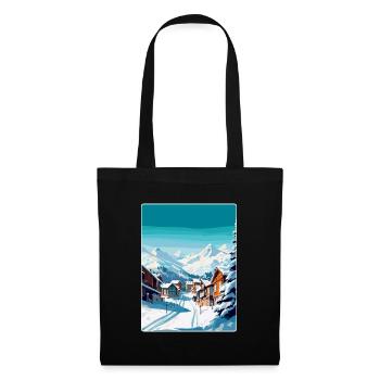 Val Thorens Frankreich Vintage Reiseplakat Souvenir - Stoffbeutel - Schwarz - Vorne