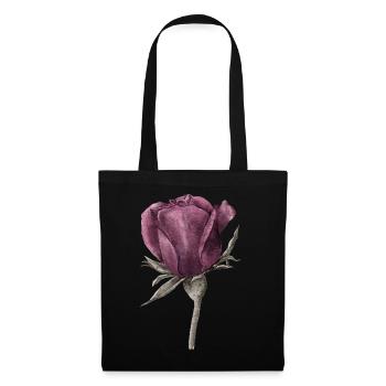 Rose Blume - Stoffbeutel - Schwarz - Vorne