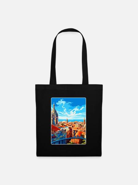 Barcelona Spanien Vintage Reiseplakat Souvenir WPA - Stoffbeutel - Schwarz