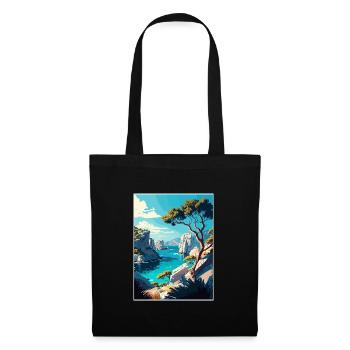 Calanques Frankreich Dekoration Ar Reiseposter - Stoffbeutel - Schwarz - Vorne