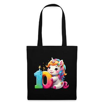 NUMMER 10 JAHRE EINHORN 10. GEBURTSTAG - Stoffbeutel - Schwarz - Vorne