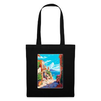 Rhodes Grèce Vintage Voyage Poster WPA Souvenir - Sac en tissu - noir - Devant