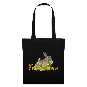 Frohe Ostern Osterhase - Stoffbeutel - Schwarz - Vorne