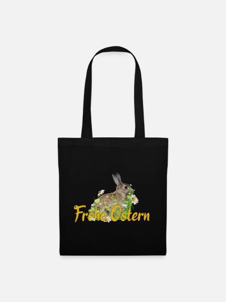 Frohe Ostern Osterhase - Stoffbeutel - Schwarz