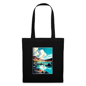 Blaue Lagune Island Vintage Reiseposter Souvenir - Stoffbeutel - Schwarz - Vorne