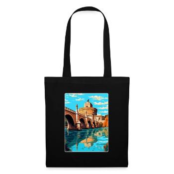St. Angelo Brücke Italien Vintage Reiseplakat WPA - Stoffbeutel - Schwarz - Vorne