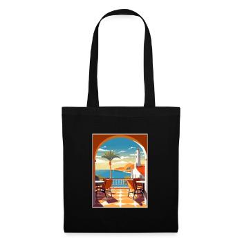 Costa del Sol Spanien Vintage Reiseposter Souvenir - Stoffbeutel - Schwarz - Vorne