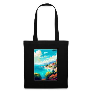 Insel Vis Kroatien Vintage Reiseplakat Souvenir - Stoffbeutel - Schwarz - Vorne