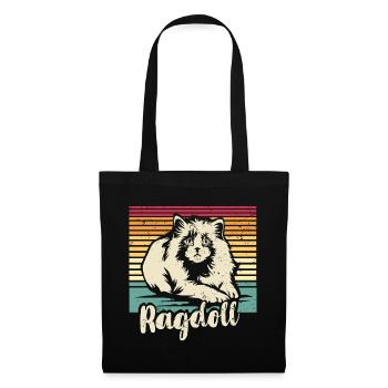 Verschmuste Ragdoll Kuschelkatze - Stoffbeutel - Schwarz - Vorne