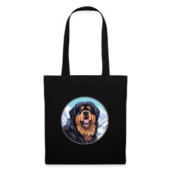 Tibetischer Mastiff Hunderasse Cartoon Kawaii Watercolo - Stoffbeutel - Schwarz - Vorne