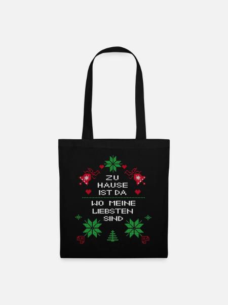 Weihnachten zu Hause ist da wo meine Liebsten sind - Stoffbeutel - Schwarz