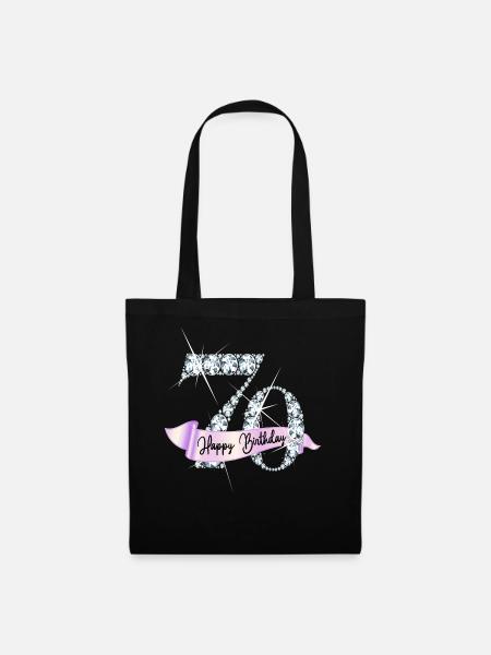 Happy Birthday 70. Geburtstag Geschenk Diamanten - Stoffbeutel - Schwarz