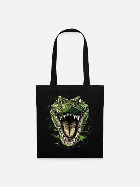 Krokodil Alligator Reptilien Kroko Liebe Krokodile - Stoffbeutel - Schwarz
