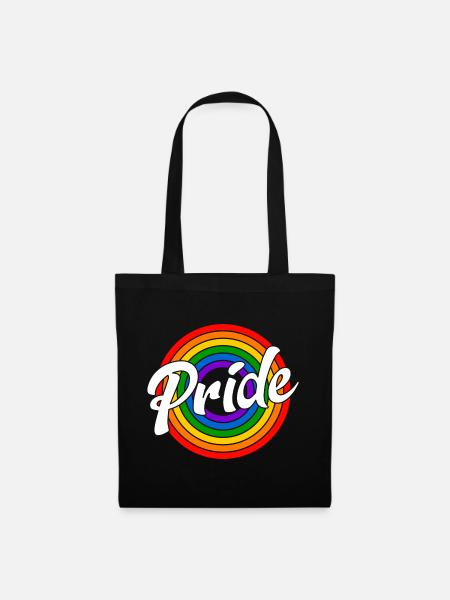 Pride Retro Regenbogen - Stoffbeutel - Schwarz