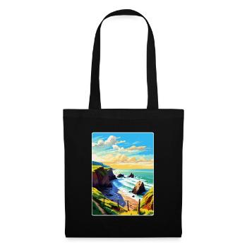 Hartland Quay Devon Vintage Travel Poster Souvenir - Tote Bag - black - Front