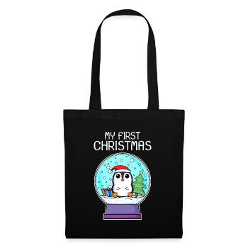 My first Christmas Baby Pinguin Weihnachten - Stoffbeutel - Schwarz - Vorne