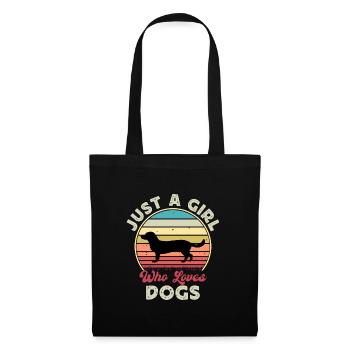 Alpine Dachsbracke Hundesilhouette Retro Sonnenuntergang - Stoffbeutel - Schwarz - Vorne