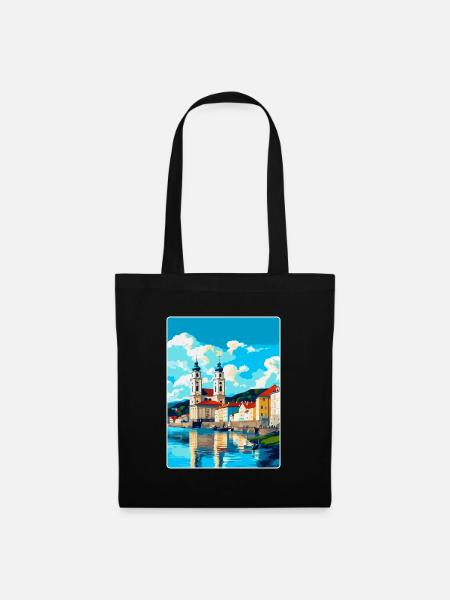 Passau Deutschland Vintage Reiseplakat Souvenir WPA - Stoffbeutel - Schwarz