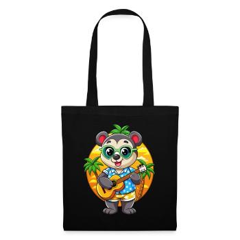 Lustige Panda Cartoon Sommer Strand Sonnenbrille Gitarre - Stoffbeutel - Schwarz - Vorne