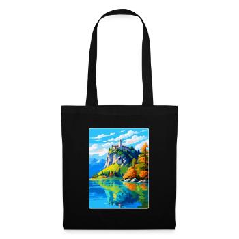 Château de Bled, Slovénie, Affiche de voyage vintage, WPA, Art - Sac en tissu - noir - Devant