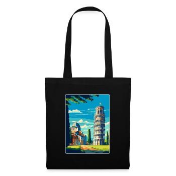 Pisa Italien Vintage Reiseplakat Souvenir Souvenir - Stoffbeutel - Schwarz - Vorne