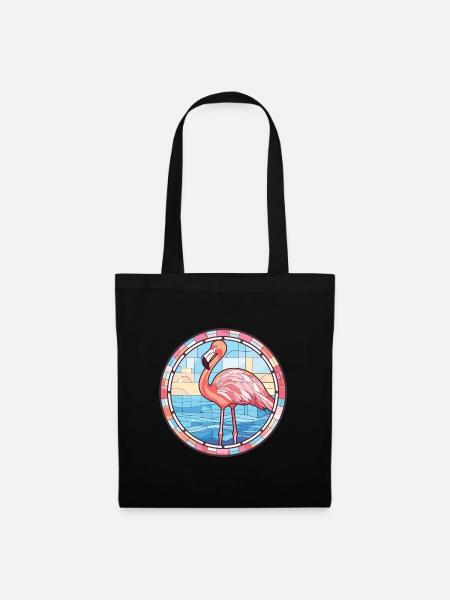 Flamingo Bunte Aquarell-Tierillustration - Stoffbeutel - Schwarz