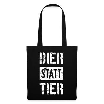 BIER STATT TIER - Stoffbeutel - Schwarz - Vorne