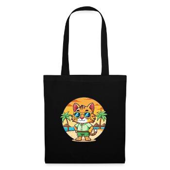 Lynx Lustige Cartoon Sommer Strand Sonnenbrille - Stoffbeutel - Schwarz - Vorne