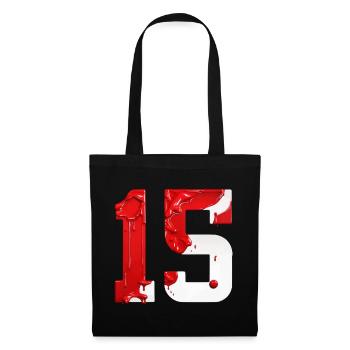 NR. 15 NUMMER 15 ROT WEIß 15. GEBURTSTAG - Stoffbeutel - Schwarz - Vorne