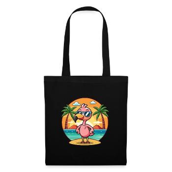 Flamingo Funny Cartoon Summer Beach Sunglasses - Tote Bag - black - Front