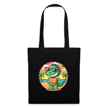 Krokodil Lustige Cartoon Sommer Strand Sonnenbrille - Stoffbeutel - Schwarz - Vorne