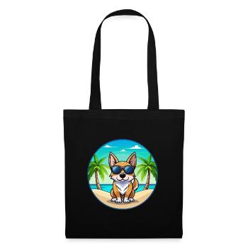 Schwedische Vallhund Hunderasse Cartoon Sonnenbrille Strand - Stoffbeutel - Schwarz - Vorne