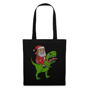 Weihnachten Dinosaurier Ugly Christmas Effekt - Stoffbeutel - Schwarz - Vorne