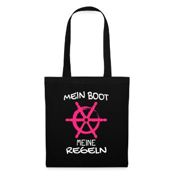 Kapitän Mein Boot Meine Regeln Geschenk - Stoffbeutel - Schwarz - Vorne