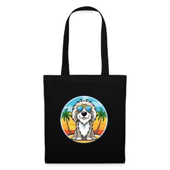 Picardie Schäferhund Rasse Cartoon Sonnenbrille Strand - Stoffbeutel - Schwarz - Vorne