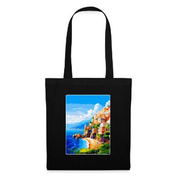 Amalfi Italien Vintage Reiseposter WPA Souvenir - Stoffbeutel - Schwarz - Vorne