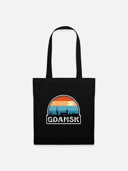 Danzig Polen Flagge Skyline Reisesouvenir - Stoffbeutel - Schwarz