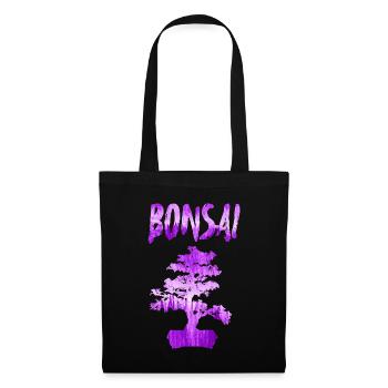 Bonsai Lila Aquarellbaum - Stoffbeutel - Schwarz - Vorne